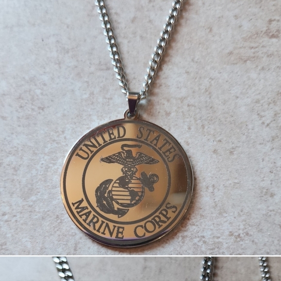 New stainless steel USMC Marine corps necklace 1 other style available - Picture 2 of 6